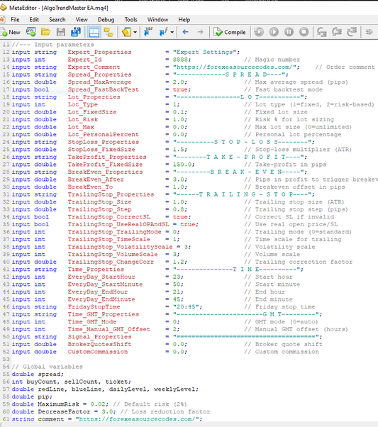 Source Code MQL4 Algo Trend Master